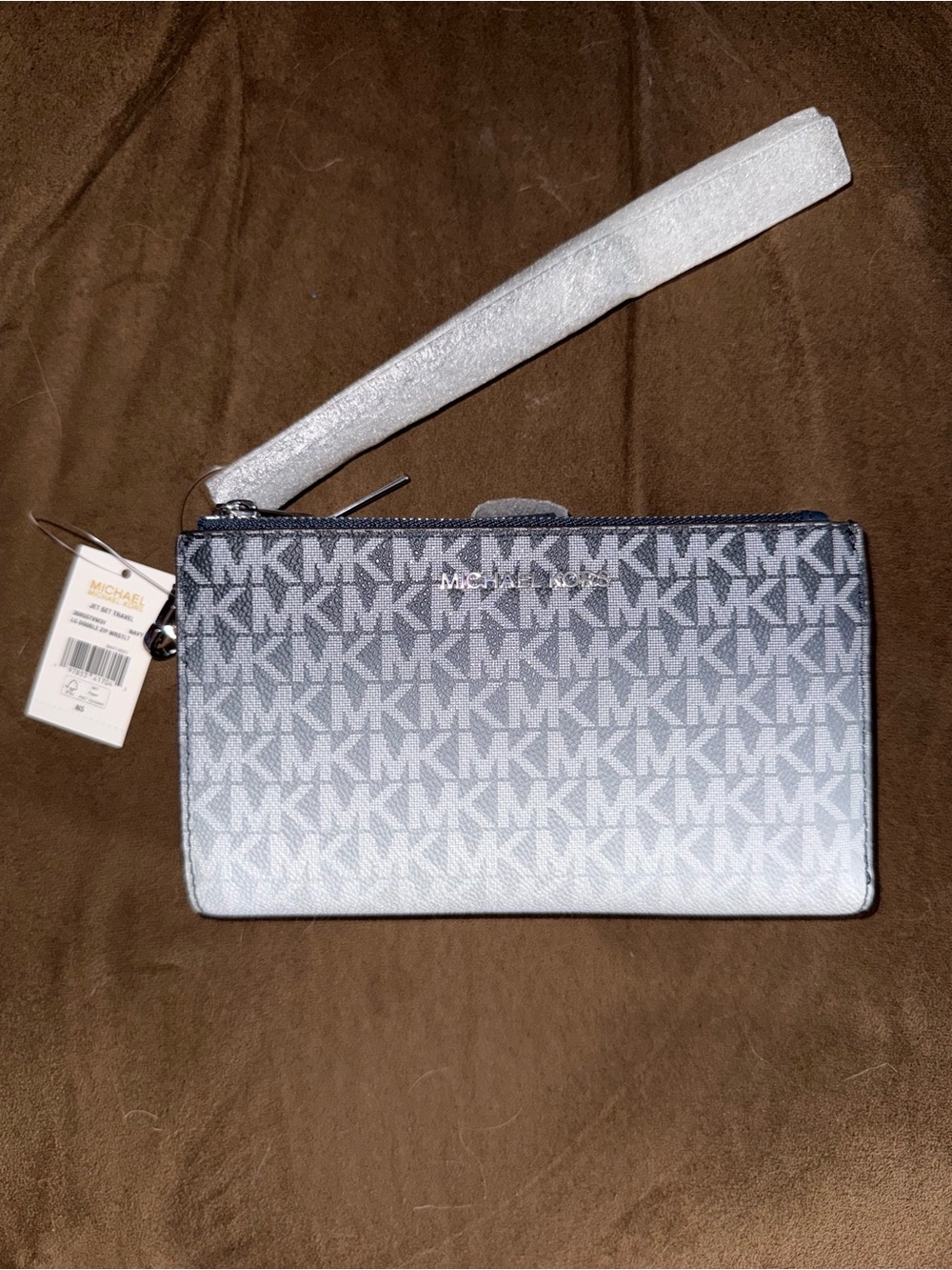 Michael Kors Gray MK Logo Wristlet with Detachable Strap